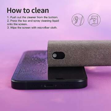 CUIUD Touchscreen Screen Cleaner Kit 2 Pcs, Phone, Tablet and Car Screen Cleaner, Two in One Spray and Microfiber Cloth(2 Pack Grey)