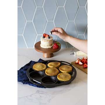 Lodge Seasoned Cast Iron Mini Cake Pan, 7 Impressions