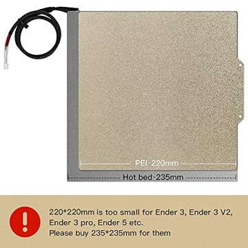 HICTOP PEI Sheet PEI Spring Steel 235x235 and Magnetic Build Plate with Adhesive PEI Bed for Ender-3...