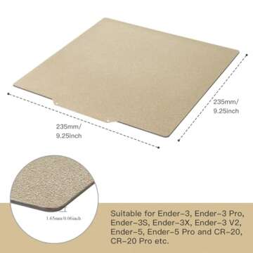 HICTOP PEI Sheet PEI Spring Steel 235x235 and Magnetic Build Plate with Adhesive PEI Bed for Ender-3 Pro/Neo, Ender-3 V2/Neo，Ender-3/Neo 3D Printers