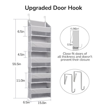 ULG Over Door Organizer with 5 Large Pockets and 10 Mesh Pockets
