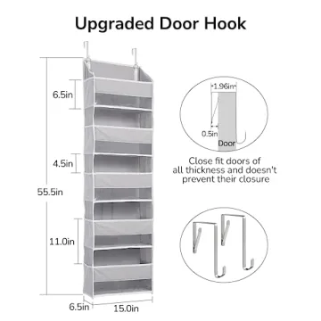 ULG Over Door Organizer with 5 Large Pockets and 10 Mesh Pockets