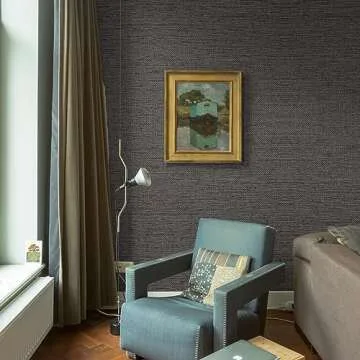 WADILE Grasscloth Peel and Stick Wallpaper, Textured Contact Paper for Cabinets, Faux Linen Wall Paper Pull and Stick, Fabric Vinyl Wallpaper Self Adhesive