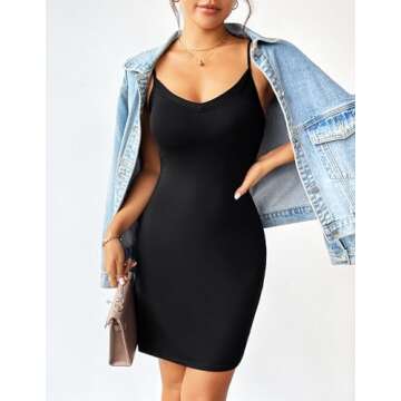 Avidlove Women Modal V Neck Mini Full Slips in Black