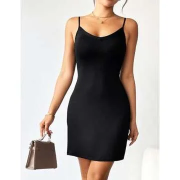 Avidlove Women Modal V Neck Mini Full Slips in Black