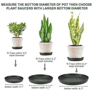 ECOESPTI 12Pcs Plant Saucer, 6 8 10 Inch Durable Plastic Plant Tray, Black Round Plant Pot Saucers, ...