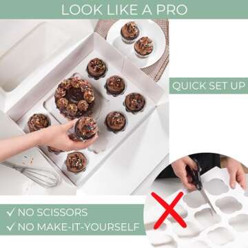 BlackRidge Home Bento Cake Box with Cupcakes - Perfect for Bento Box Cake and Cupcakes, Bento Cake and Cupcake Boxes Combo, 5 Sets: Cupcake and Bento Cake Boxes Fit 8 Regular Cupcakes and Mini Cake.