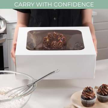 BlackRidge Home Bento Cake Box with Cupcakes - Perfect for Bento Box Cake and Cupcakes, Bento Cake and Cupcake Boxes Combo, 5 Sets: Cupcake and Bento Cake Boxes Fit 8 Regular Cupcakes and Mini Cake.