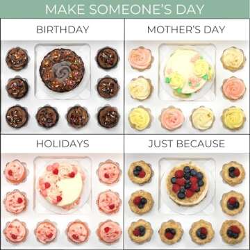 BlackRidge Home Bento Cake Box with Cupcakes - Perfect for Bento Box Cake and Cupcakes, Bento Cake and Cupcake Boxes Combo, 5 Sets: Cupcake and Bento Cake Boxes Fit 8 Regular Cupcakes and Mini Cake.