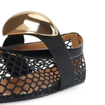 Stylish MICIFA Mesh Ballet Flats for Women in Black/Gold