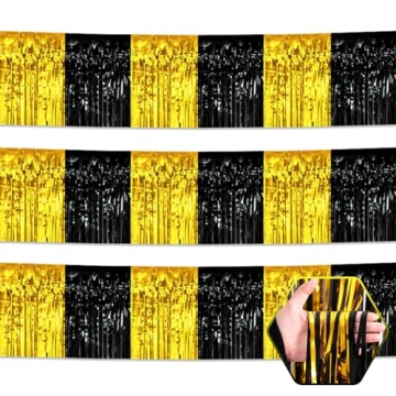 Stylish 10 Feet Black Gold Foil Fringe Garland