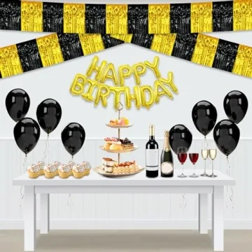 Stylish 10 Feet Black Gold Foil Fringe Garland