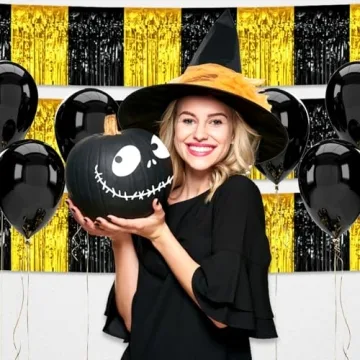 Stylish 10 Feet Black Gold Foil Fringe Garland