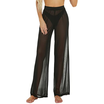 Awoscut Women See Through Sheer Mesh Pants - Stylish Beach Cover-Up for All Occasions
