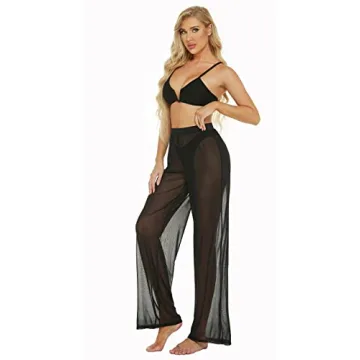 Awoscut Sheer Mesh Pants for Women - Beach Stylish Cover-Up