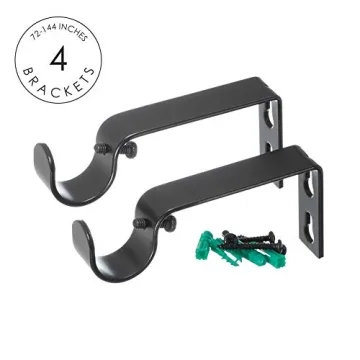 Ivilon Drapery Window Curtain Rod - End Cap Style Design 1 Inch Pole. 72 to 144 Inch Color Black