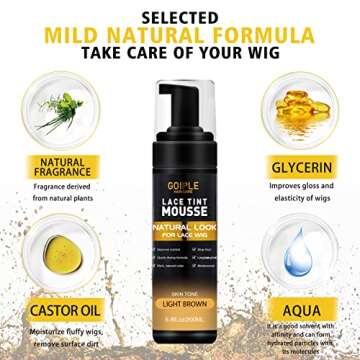 6.8 fl oz Lace Tint Melting Hair Mousse for Women Wigs Tool Set Toupees and Hairpieces Natural Finis...