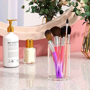 NIUBEE 2 Pack Acrylic Pen Holder - Stylish Desk Organizer