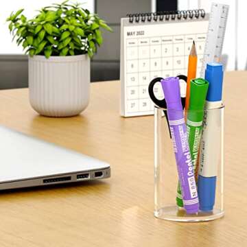 NIUBEE 2 Pack Acrylic Pen Holder - Stylish Desk Organizer