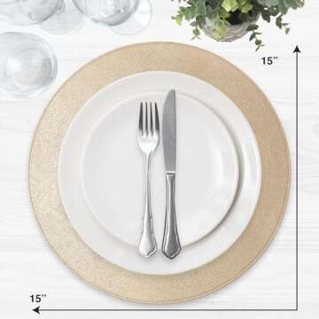 Homewear Placemats Set of 6 Morgan Faux Leather Round 15", Table Mats for Dining, Decor Kitchen Char...