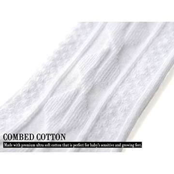 EPEIUS Unisex-Baby Boys Girls Seamless Cable Knit Knee High Socks Newborn Girls Uniform Stockings for 0-3 Months,3 Pairs,White