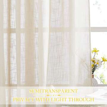 NICETOWN Beige Sheer Curtains 84" Length for Living Room Decor, Rod Pocket & Back Tab Linen Look Textured Voile Window Treatments Drapes for Bedroom/Villa, 2 Panels = 104" W, Beige, 2 Pieces