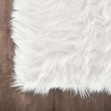 Latepis 9x12 Area Rug for Bedroom White Fluffy Washable Faux Fur Rug for Living Room Fuzzy Shaggy Rectangle Rug for Office Entertainment Room Home Décor