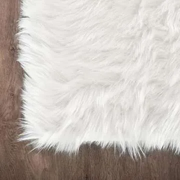 Latepis 9x12 Area Rug for Bedroom White Fluffy Washable Faux Fur Rug for Living Room Fuzzy Shaggy Rectangle Rug for Office Entertainment Room Home Décor