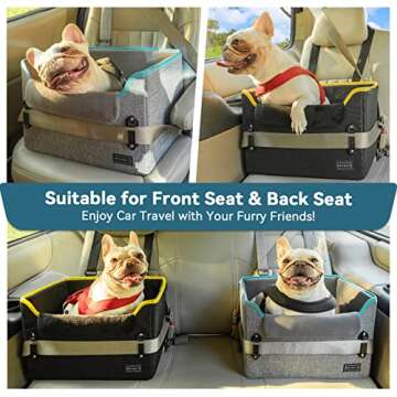 PETSFIT Dog Car Seats for Small Dogs, Portable Dog Booster Car Seat with Patent Safe Buckles, Clip-O...
