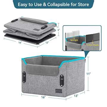 PETSFIT Dog Car Seats for Small Dogs, Portable Dog Booster Car Seat with Patent Safe Buckles, Clip-On Leash, Suitable for Small Pets Up to 25lbs (Grey)