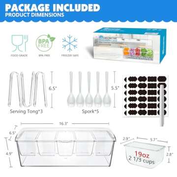 MHEOMTME Chilled Condiment Server Tray: Clear Ice Serving Caddy with Removable Compartments