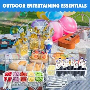 MHEOMTME Condiment Serving Tray with Ice Compartments