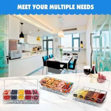 MHEOMTME Condiment Serving Tray with Ice Compartments