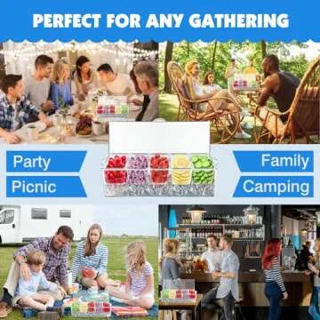 MHEOMTME Condiment Serving Tray with Ice Compartments