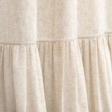 Awellife Linen Farmhouse Shower Curtain with Ruffle, 72x72 for Bathroom, Beige Natural