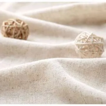 Awellife Linen Farmhouse Shower Curtain with Ruffle