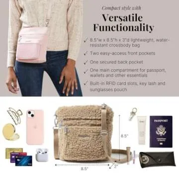 Baggallini Womens Modern Pocket Crossbody cross body handbags, Taupe Faux Shearling, One Size