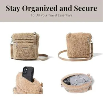 Baggallini Womens Modern Pocket Crossbody cross body handbags, Taupe Faux Shearling, One Size