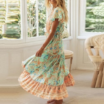 R.Vivimos Women's Floral Print Cotton Flow Dress