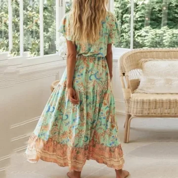 R.Vivimos Women's Floral Print Cotton Flow Dress