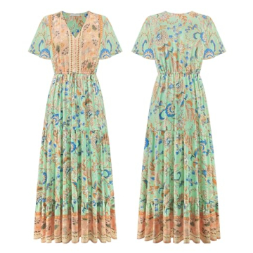 R.Vivimos Women's Floral Print Cotton Flow Dress