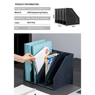 Leven Collapsible Magazine File Holder/Desk Organizer for Office Organization and Storage with 4 Ver...