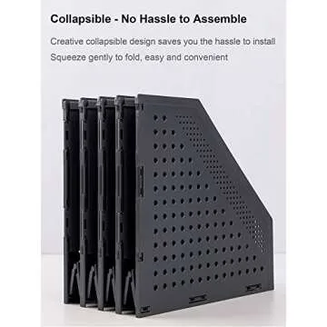 Leven Collapsible Magazine File Holder/Desk Organizer for Office Organization and Storage with 4 Vertical Compartments