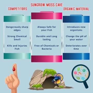 SunGrow Fish Tank Hideout Cave for Betta & Cichlids