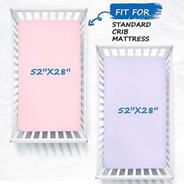 Crib Sheets Girl, Baby Crib Sheets for Standard Crib Mattress & Toddler Bed Mattress, Snug Fit Breat...