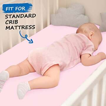 Crib Sheets Girl, Baby Crib Sheets for Standard Crib Mattress & Toddler Bed Mattress, Snug Fit Breathable Soft Fitted Crib Sheet (28''x 52''x 8''), Crib Sheets for Baby Girl 2 Pack Pink & Violet