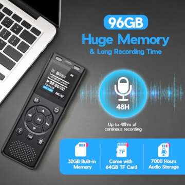96GB Digital Voice Recorder Easy Control with Playback