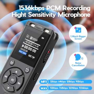 96GB Digital Voice Recorder Easy Control with Playback