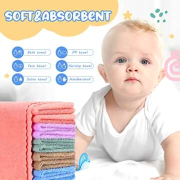 150 Pieces Baby Washcloths Bulk 10 x 10 Inch Baby Face Skin Wash Cloths Towels Set Absorbent Wash Clothes for Babies Wash Cloths for Newborns Gentle on Skin
