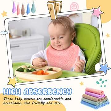 150 Pieces Baby Washcloths Bulk 10 x 10 Inch Baby Face Skin Wash Cloths Towels Set Absorbent Wash Clothes for Babies Wash Cloths for Newborns Gentle on Skin